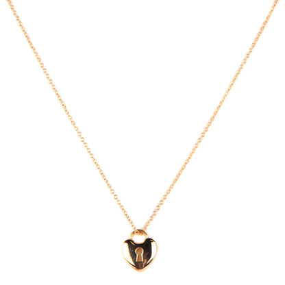 Tiffany 18K Rose Gold Mini Heart Lock Pendant Necklace 1 of 4