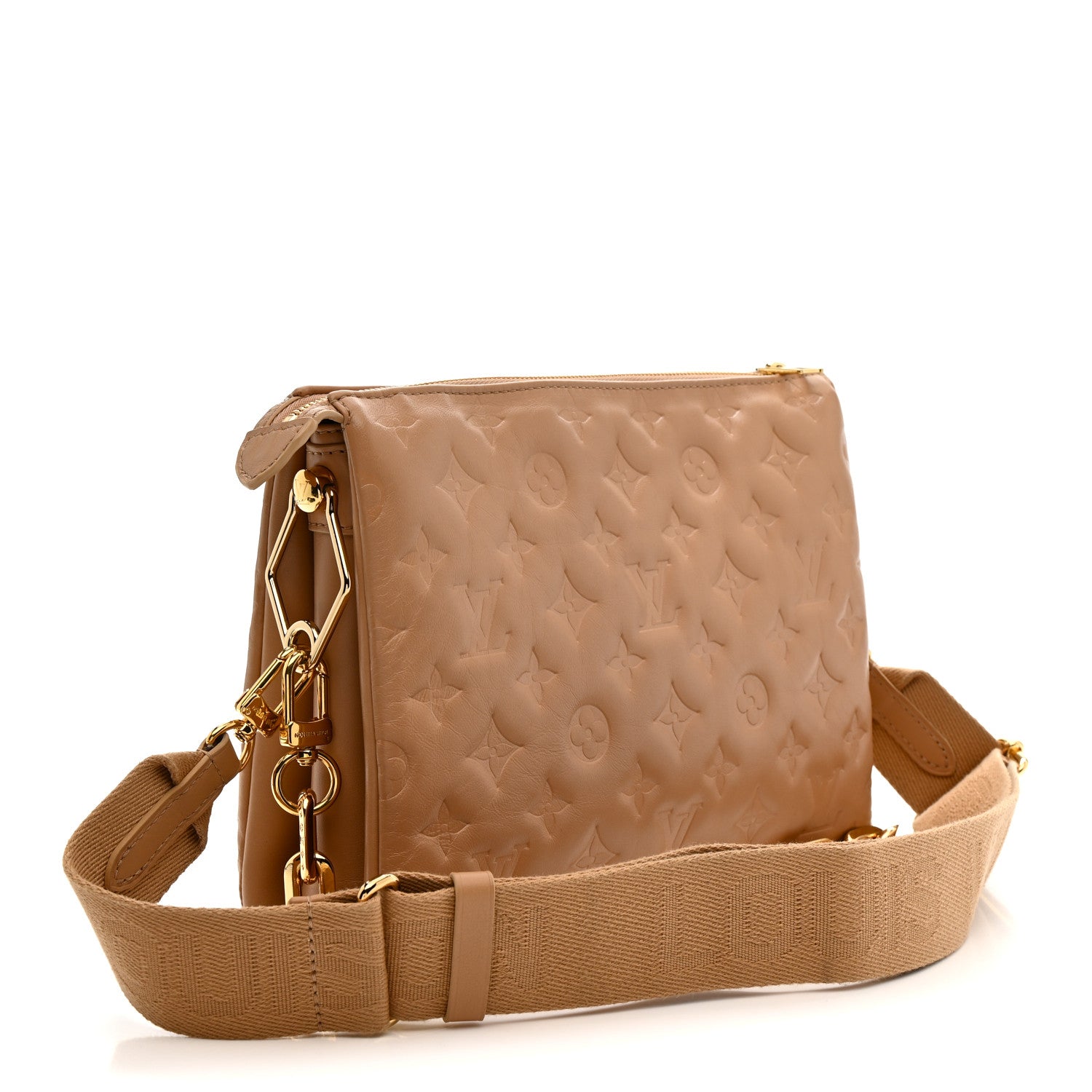 Louis Vuitton Lambskin Embossed Monogram Coussin PM Camel 3 of 11