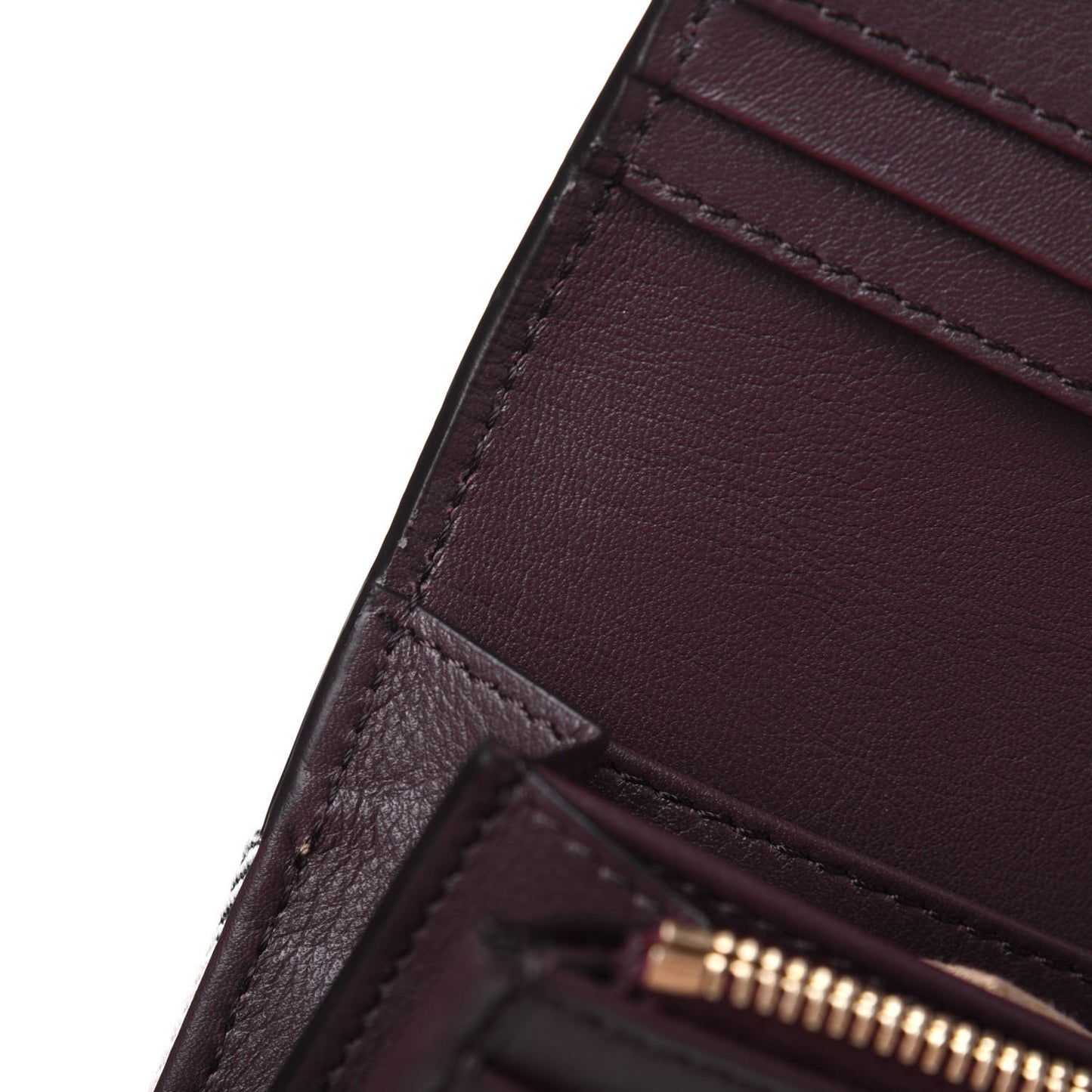 Grainy Calfskin House Check Continental Wallet Mahogany Red