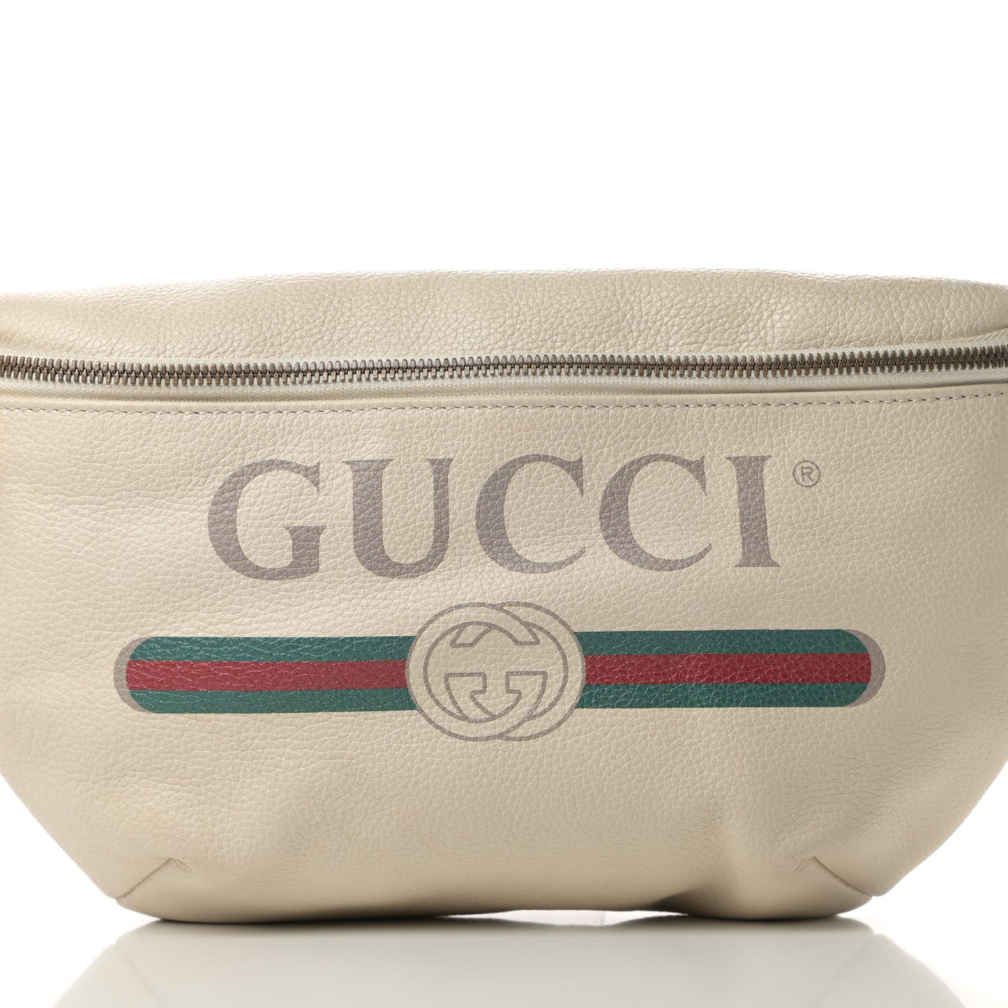 Grained Calfskin Logo Belt Bag White
