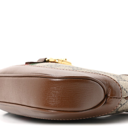 Gucci GG Supreme Monogram Azalea Calfskin Web Mini Jackie 1961 Hobo Beige Ebony Brown Sugar 10 of 10