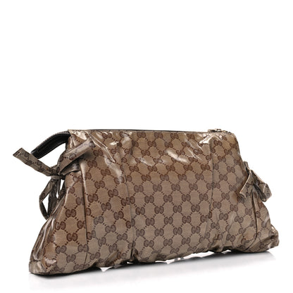 Gucci Crystal Monogram Large Hysteria Clutch Brown 2 of 4