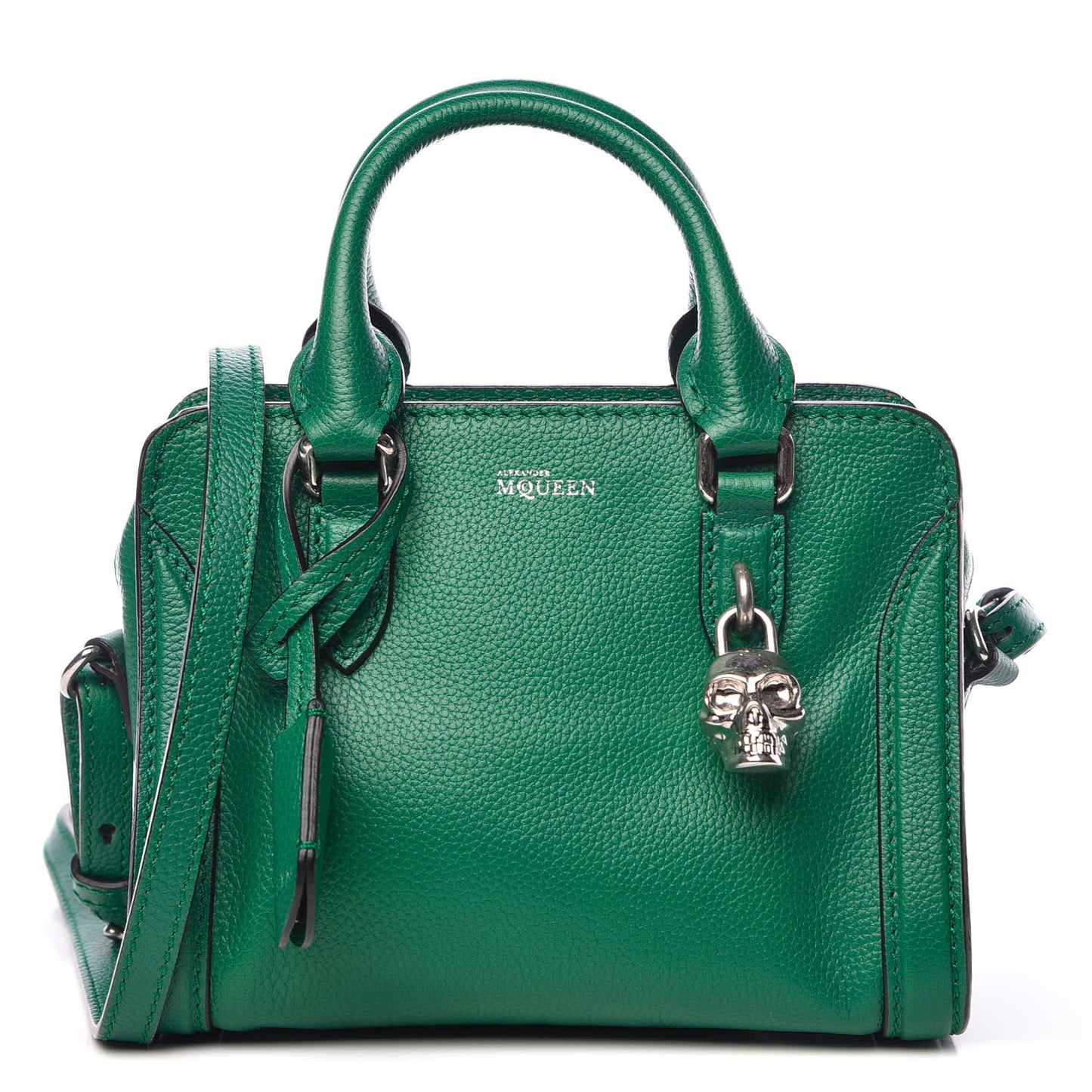 Pebbled Calfskin Mini Padlock Tote Green