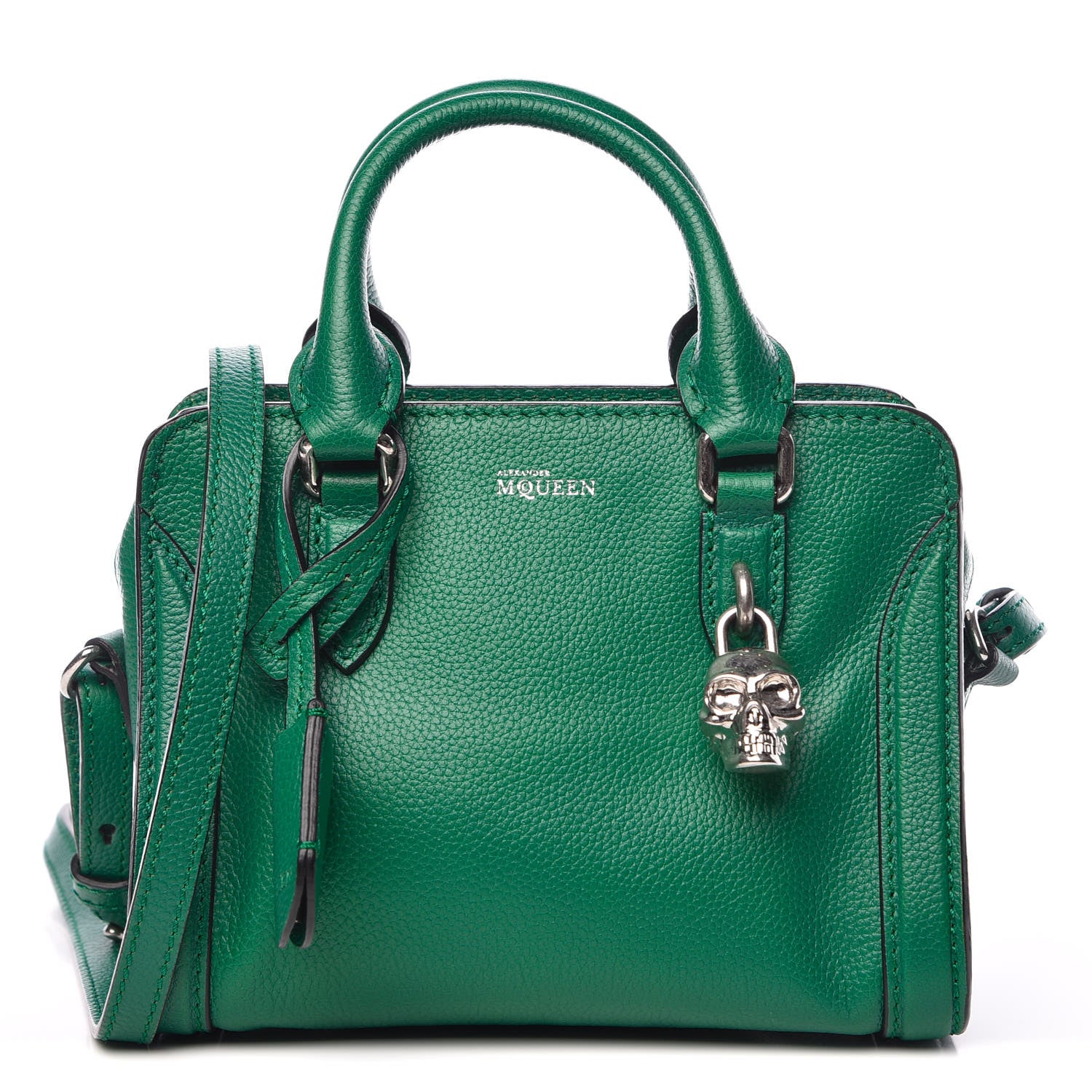 Alexander McQueen Pebbled Calfskin Mini Padlock Tote Green 1 of 12