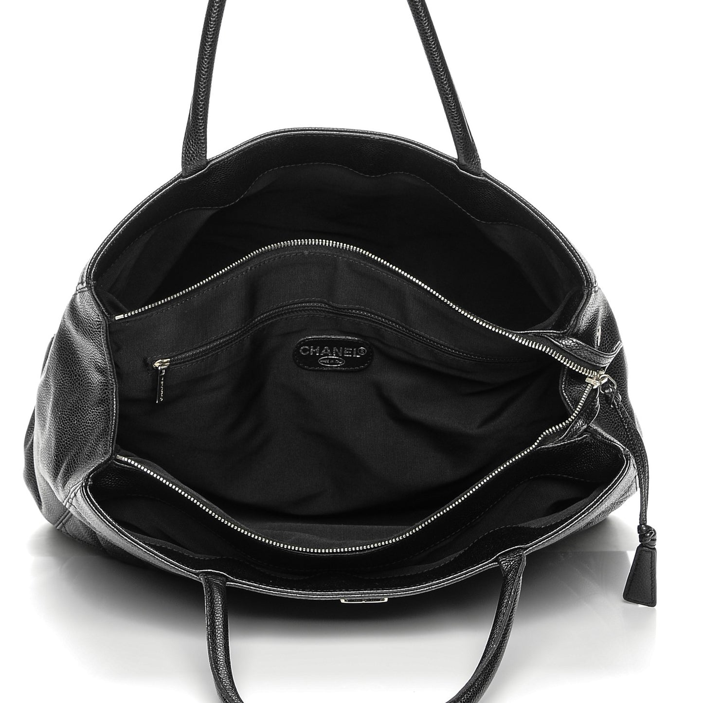 Caviar Quilted Shopping Tote Black