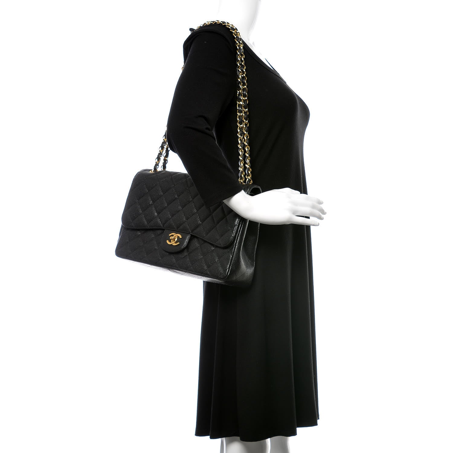 Chanel Caviar Quilted Jumbo Double Flap Black 2 of 11