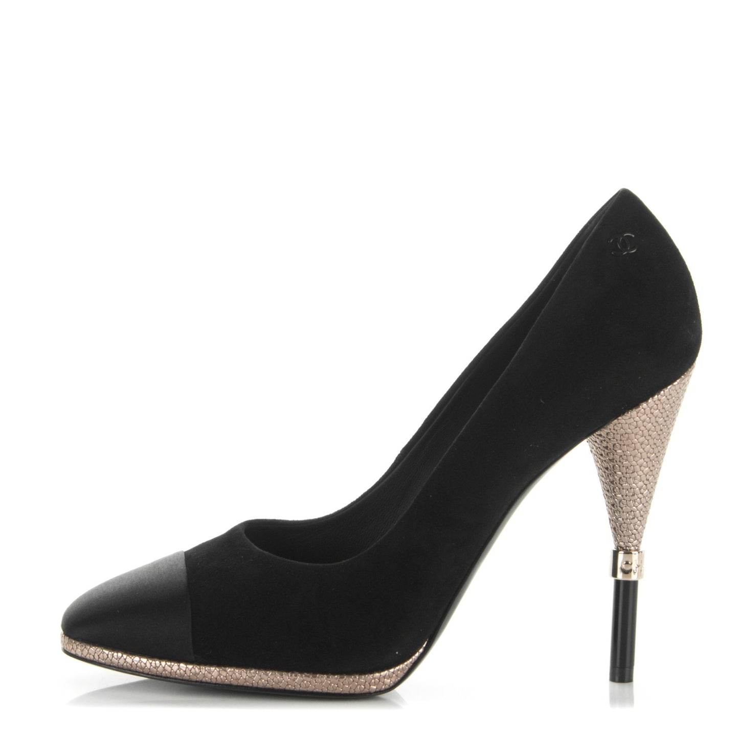 Suede Calfskin Satin Cap Toe CC Pumps 41 Black
