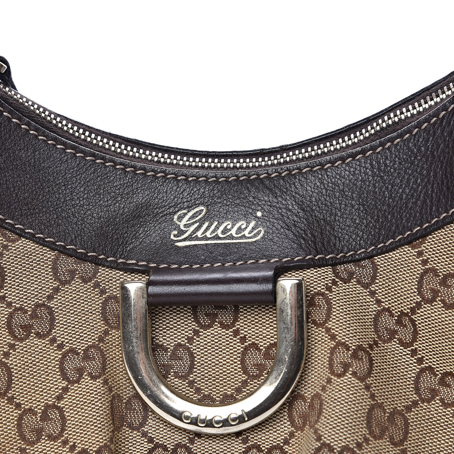 Monogram D Ring Gold Hobo Dark Brown
