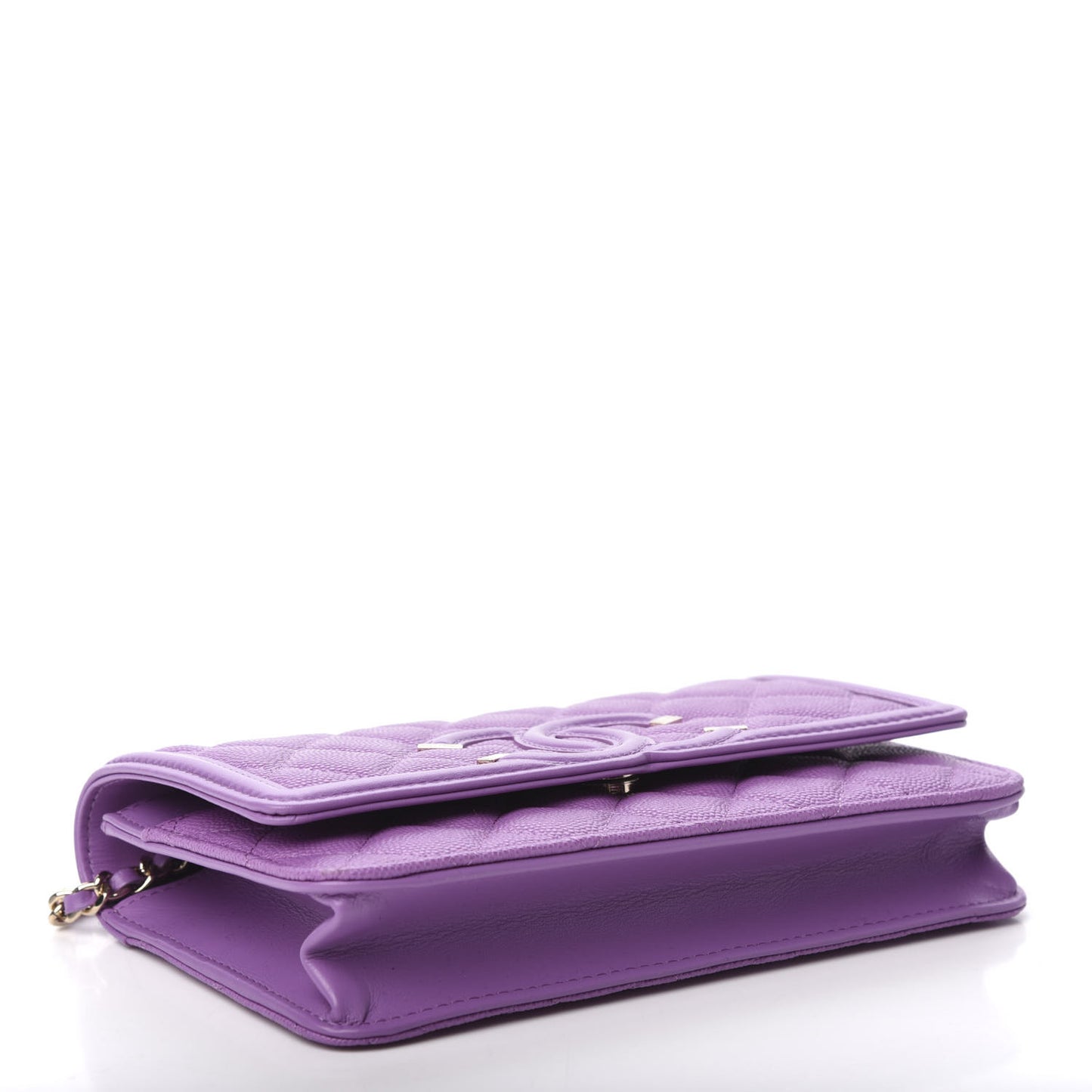 Caviar Quilted CC Filigree Wallet On Chain WOC Purple