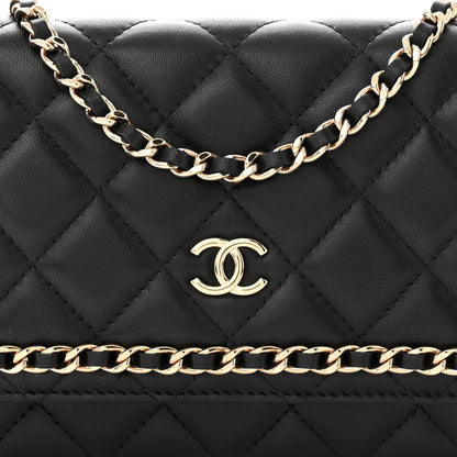 Chanel Lambskin Quilted Chain Around Wallet On Chain WOC Black 9 of 11