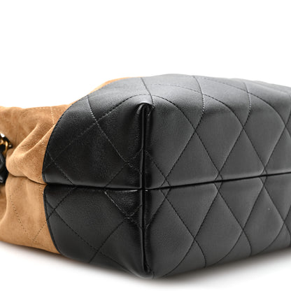 Chanel Suede Calfskin Shiny Lambskin Quilted Small Coco Base Shopping Bag Beige Black 9 of 11