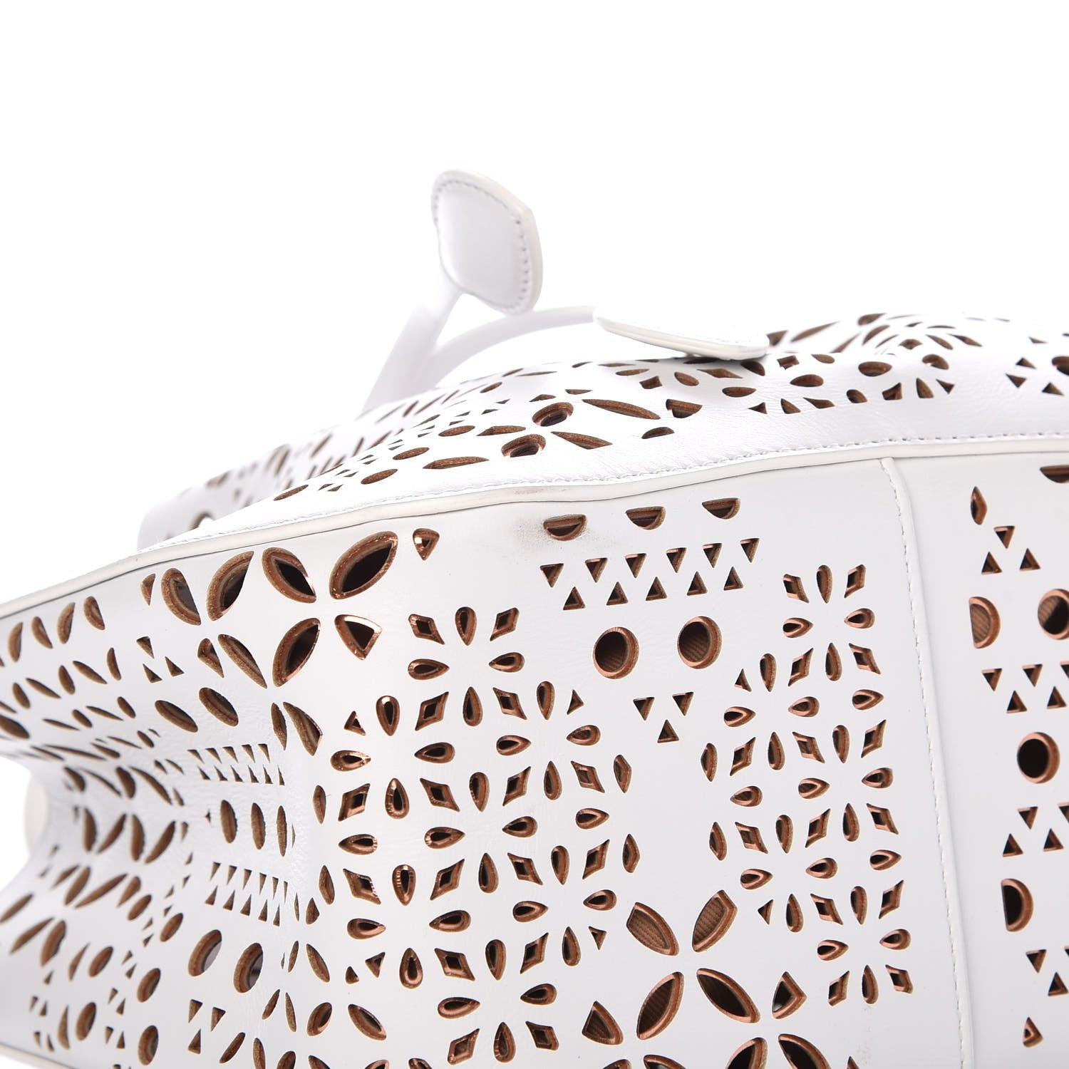 Alaia Lux Calfskin Laser Cut Rose-Marie 19 Bag White 8 of 9