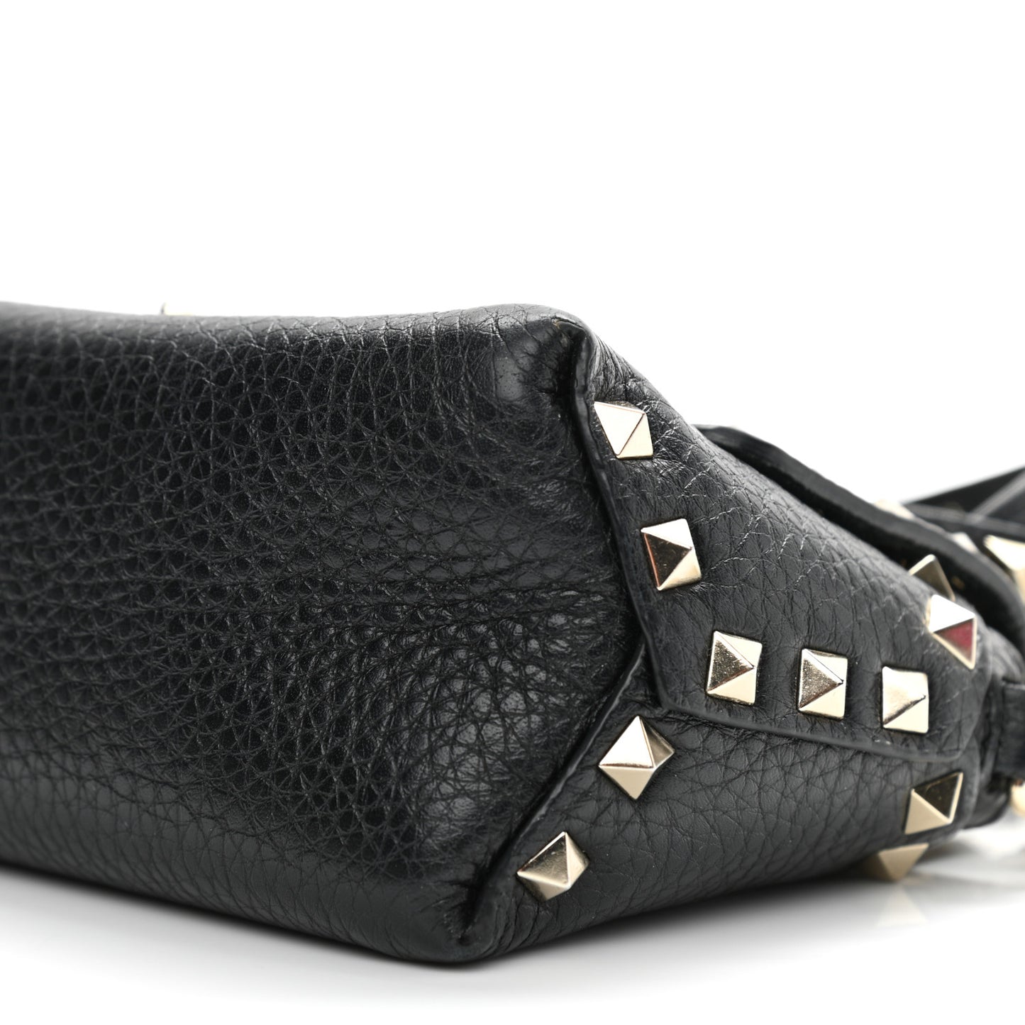 Pebbled Calfskin Mini Rockstud Crossbody Bag Black