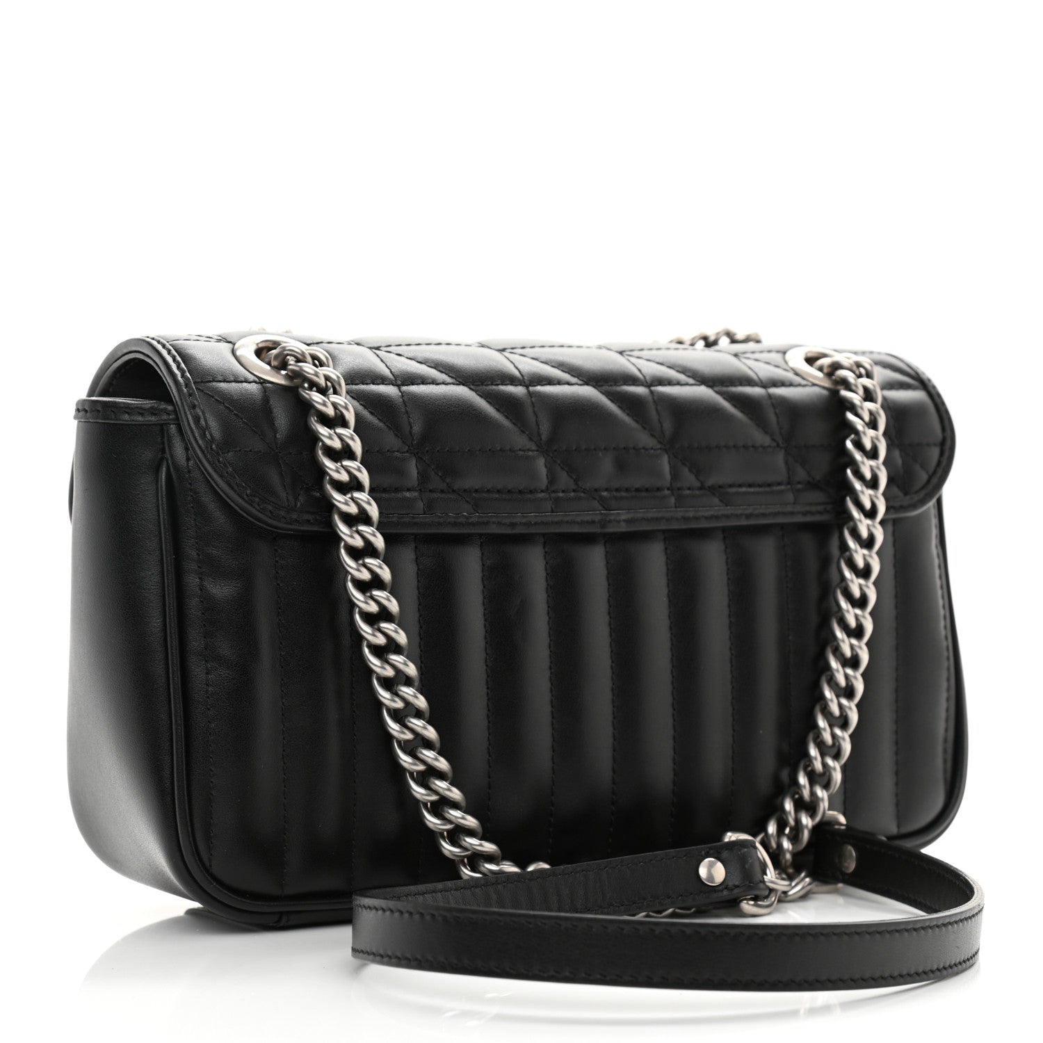 Gucci Calfskin Matelasse Aria Small GG Marmont Shoulder Bag Black 3 of 10