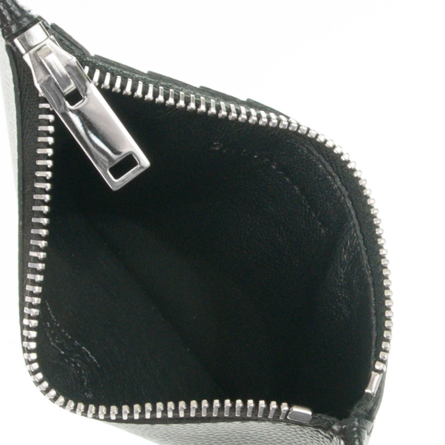 Grained Calfskin 5 Fragments Zip Pouch Card Holder Black