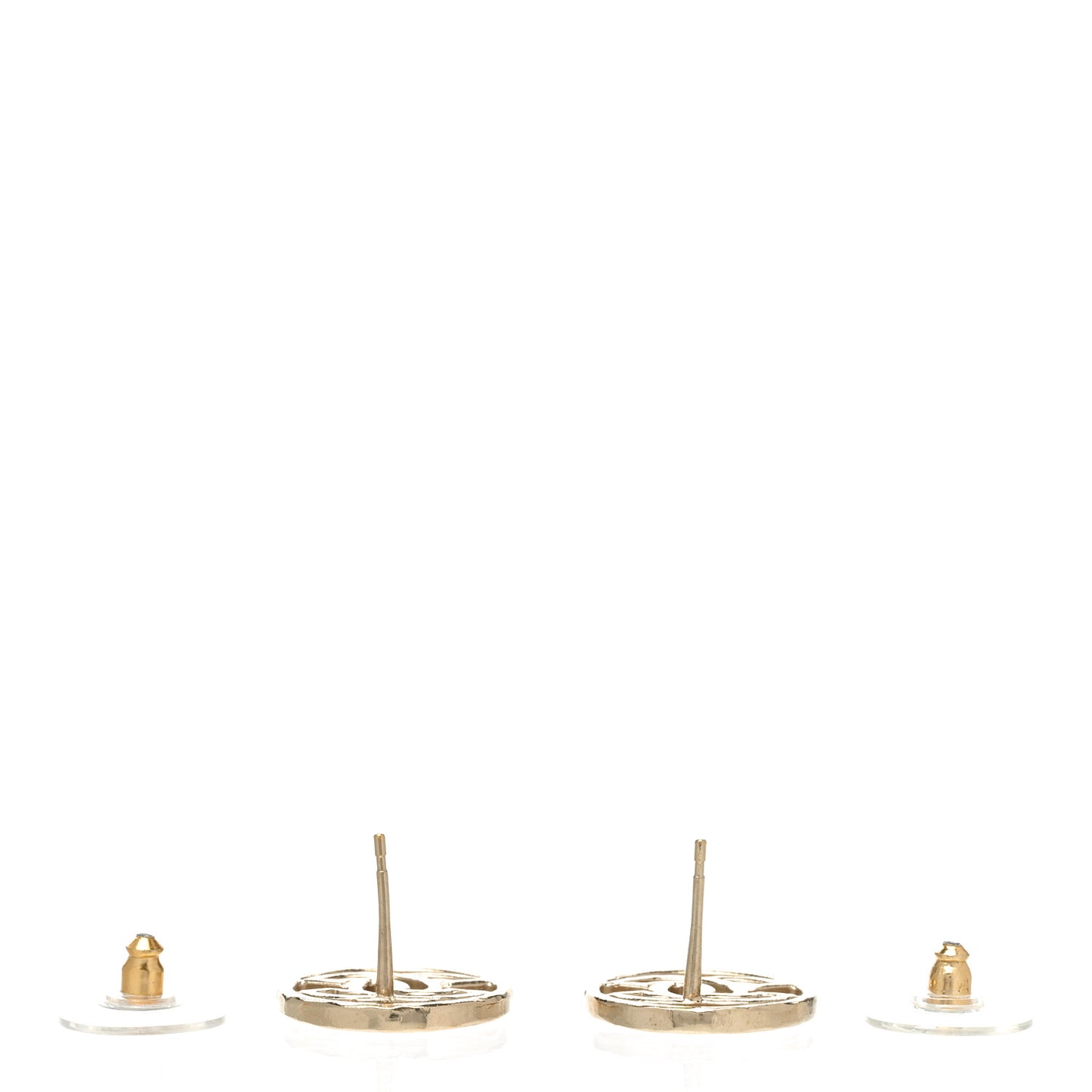 Metal CC Round Earrings Gold
