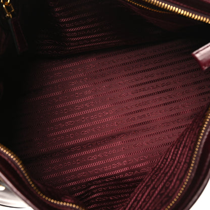 Prada Glossy Calfskin Triangle Large Bonnie Shoulder Bag Bordeaux 5 of 9