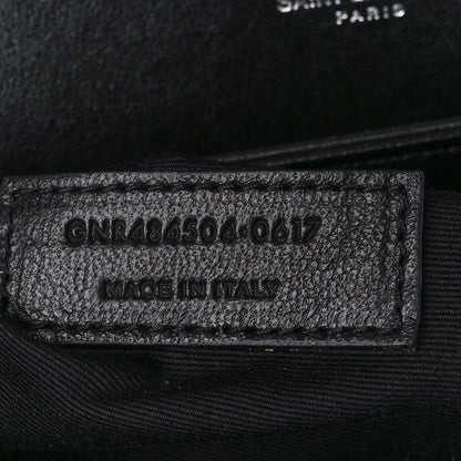 Saint Laurent Calfskin Crocodile Embossed Medium Babylone Black 8 of 12