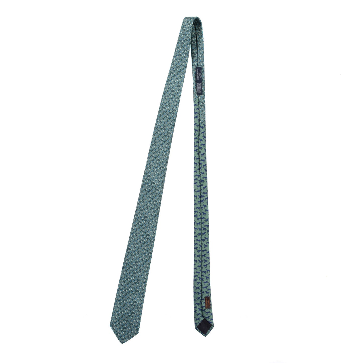 Silk 7 Galop En Vrac Mens Neck Tie Vert Amande Marine Azur