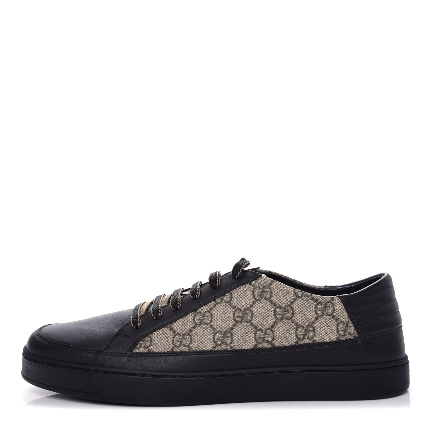 Gucci GG Supreme Monogram Mens Low Top Sneakers 10 Black Beige Ebony 1 of 11