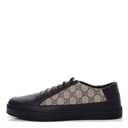 Gucci GG Supreme Monogram Mens Low Top Sneakers 10 Black Beige Ebony 1 of 11