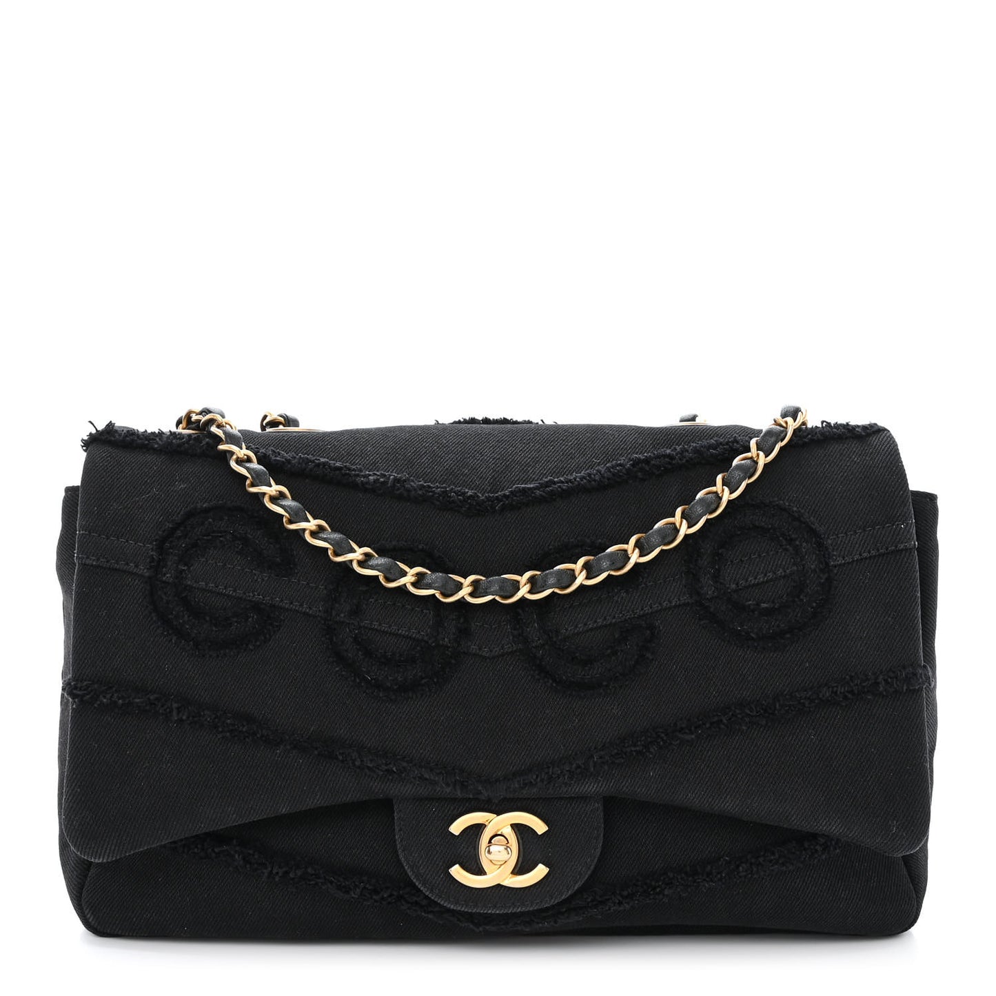 Denim Coco Jumbo Single Flap Black