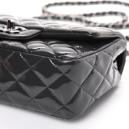 Chanel Patent Calfskin Quilted Mini Rectangular Flap Dark Grey 10 of 12