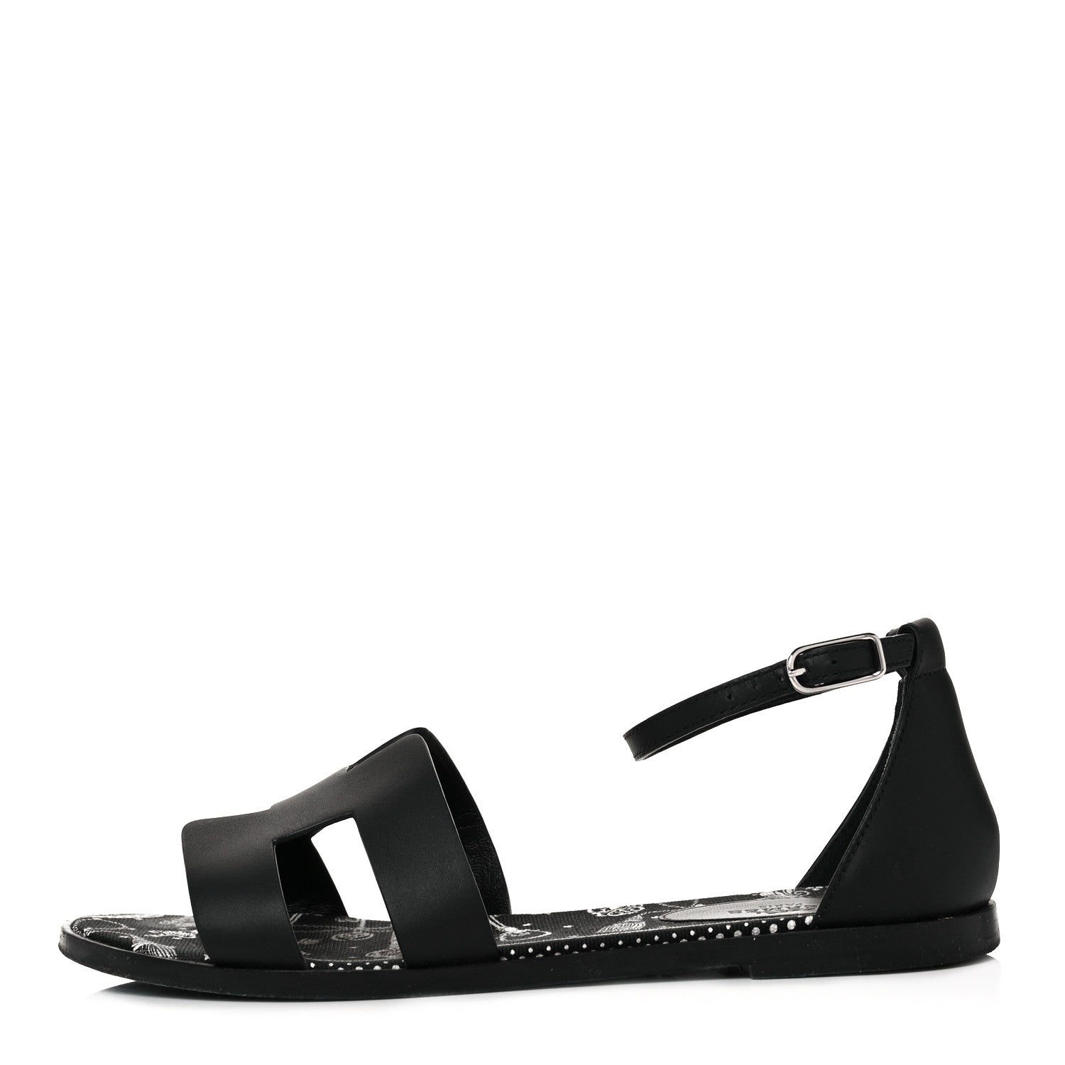 Hermes Calfskin Santorini Sandals 36.5 Black 2 of 18