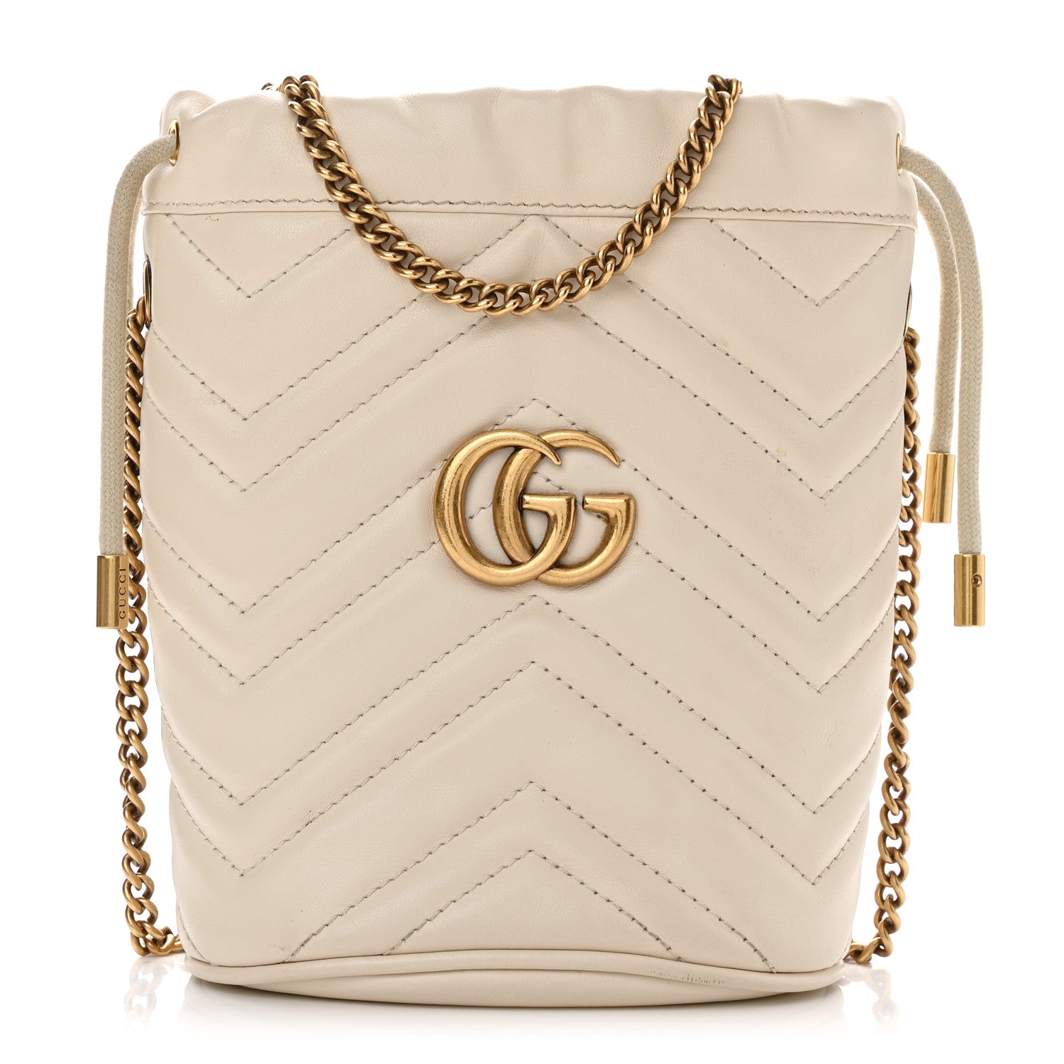 Gucci Calfskin Matelasse Mini GG Marmont 2.0 Bucket Bag White 1 of 10