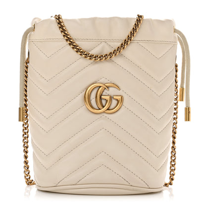 Gucci Calfskin Matelasse Mini GG Marmont 2.0 Bucket Bag White 1 of 10