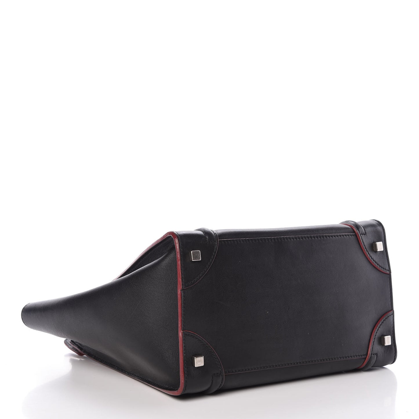Smooth Calfskin Mini Luggage Black Pink Trim