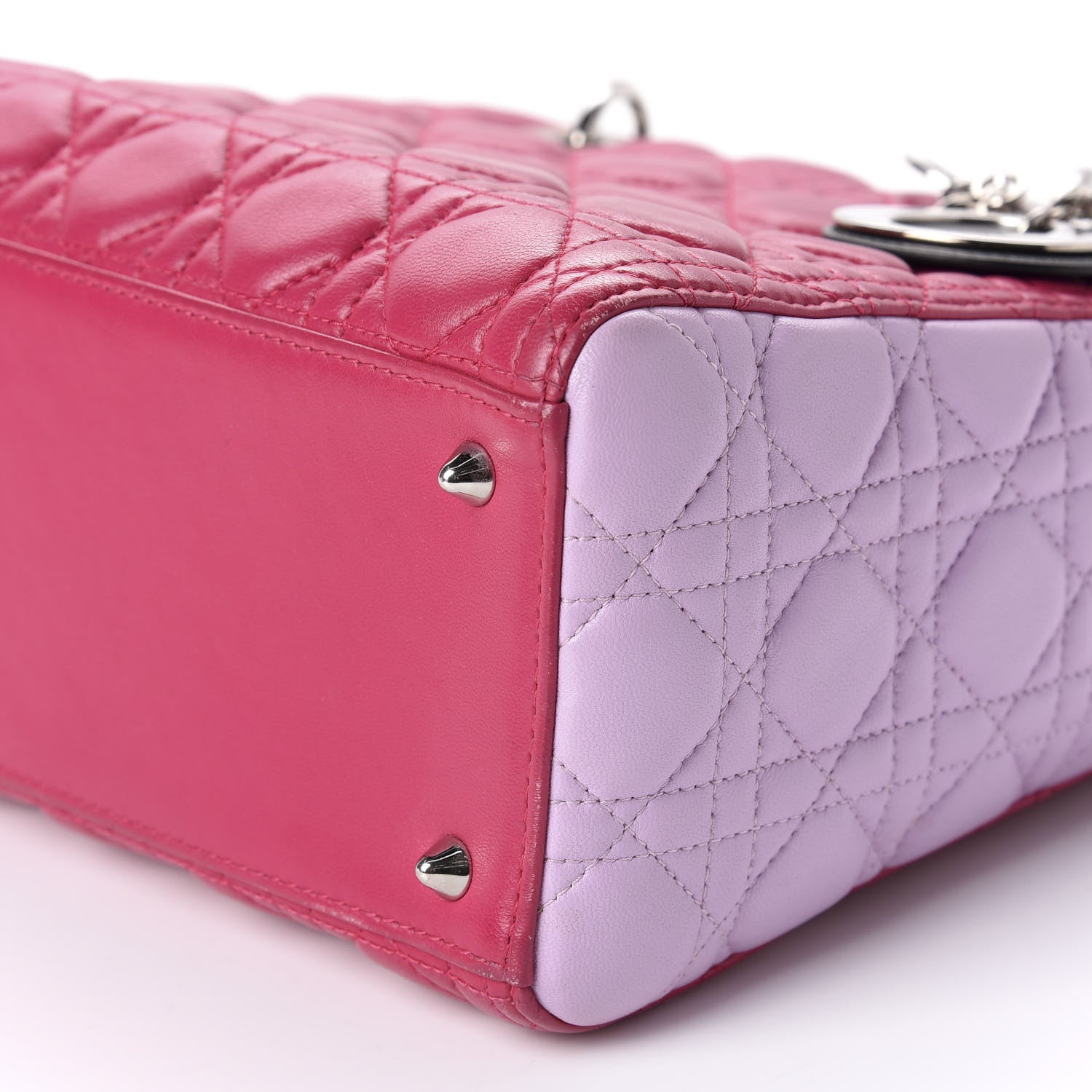 Christian Dior Lambskin Cannage Medium Tri-Color Lady Dior Fuchsia Anemone Black 8 of 11