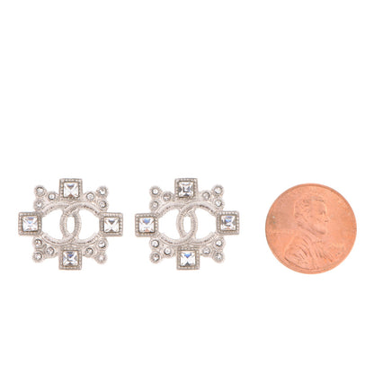 Chanel Baguette Crystal CC Earrings Silver 2 of 4