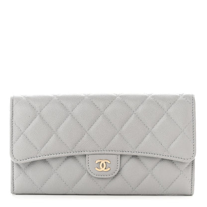 Chanel Caviar Quilted Large Flap Wallet Grey 1 of 9