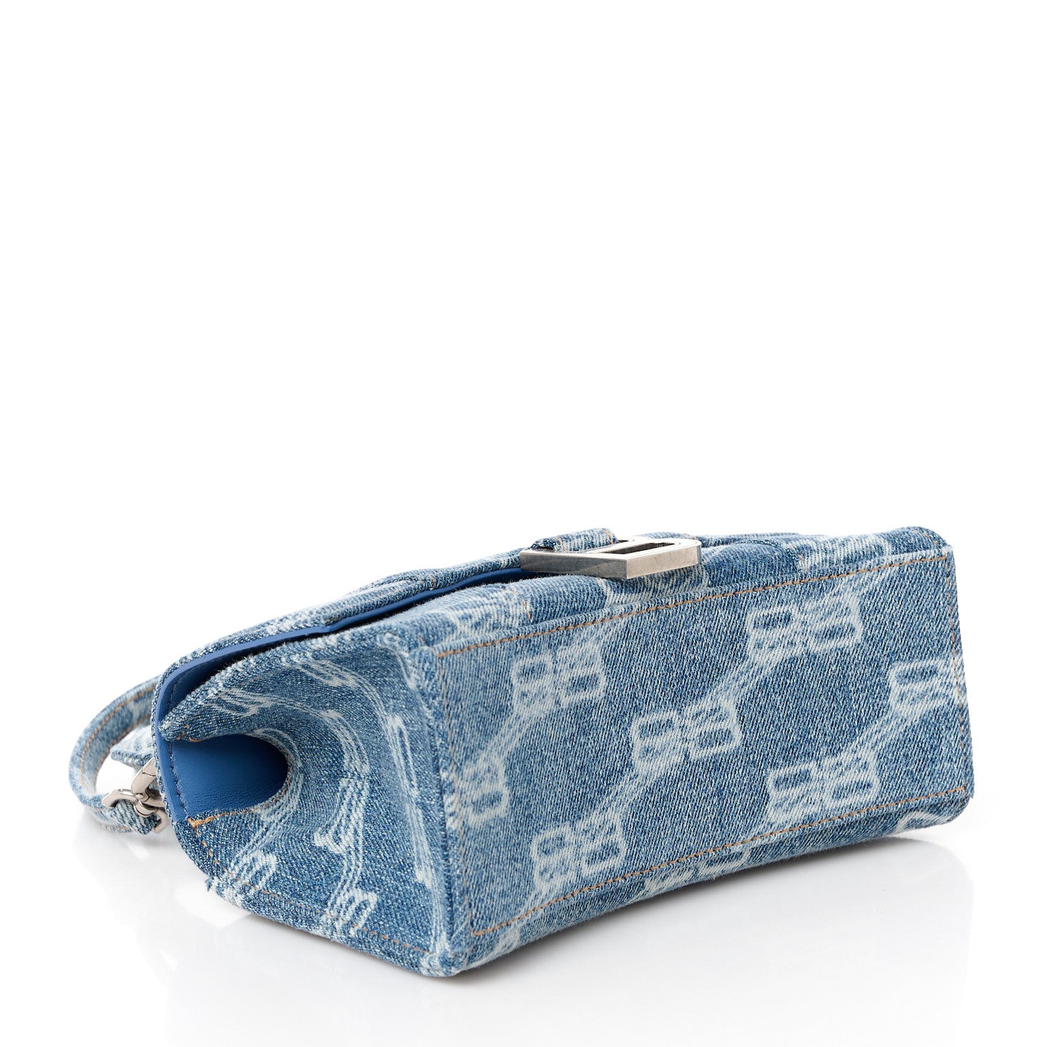 Balenciaga Denim BB Monogram Small Hourglass Top Handle Bag Blue 4 of 10
