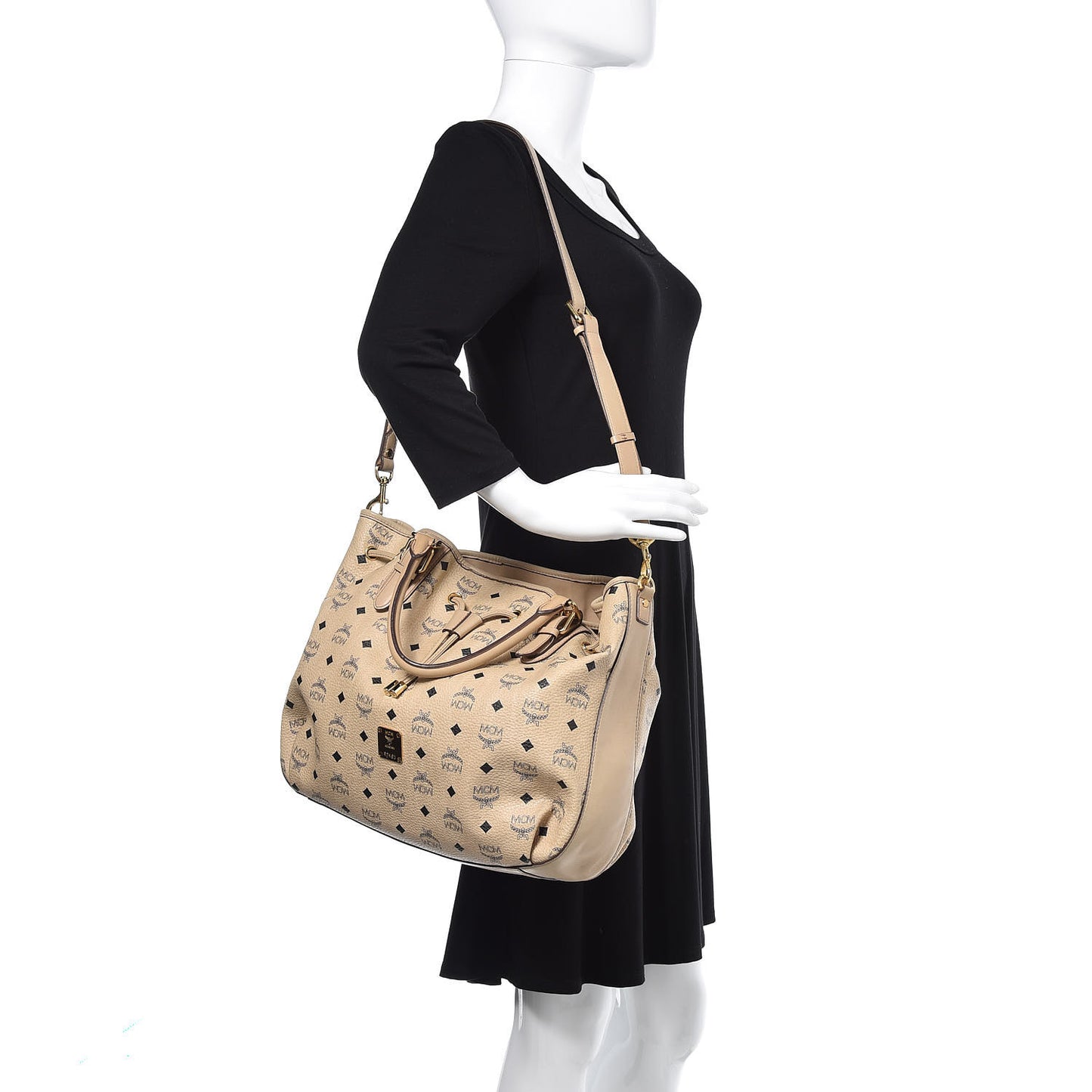 Visetos Medium Drawstring Shopper Beige