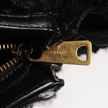 Celine Calfskin Curly Lamb Medium Trapeze Black 8 of 8