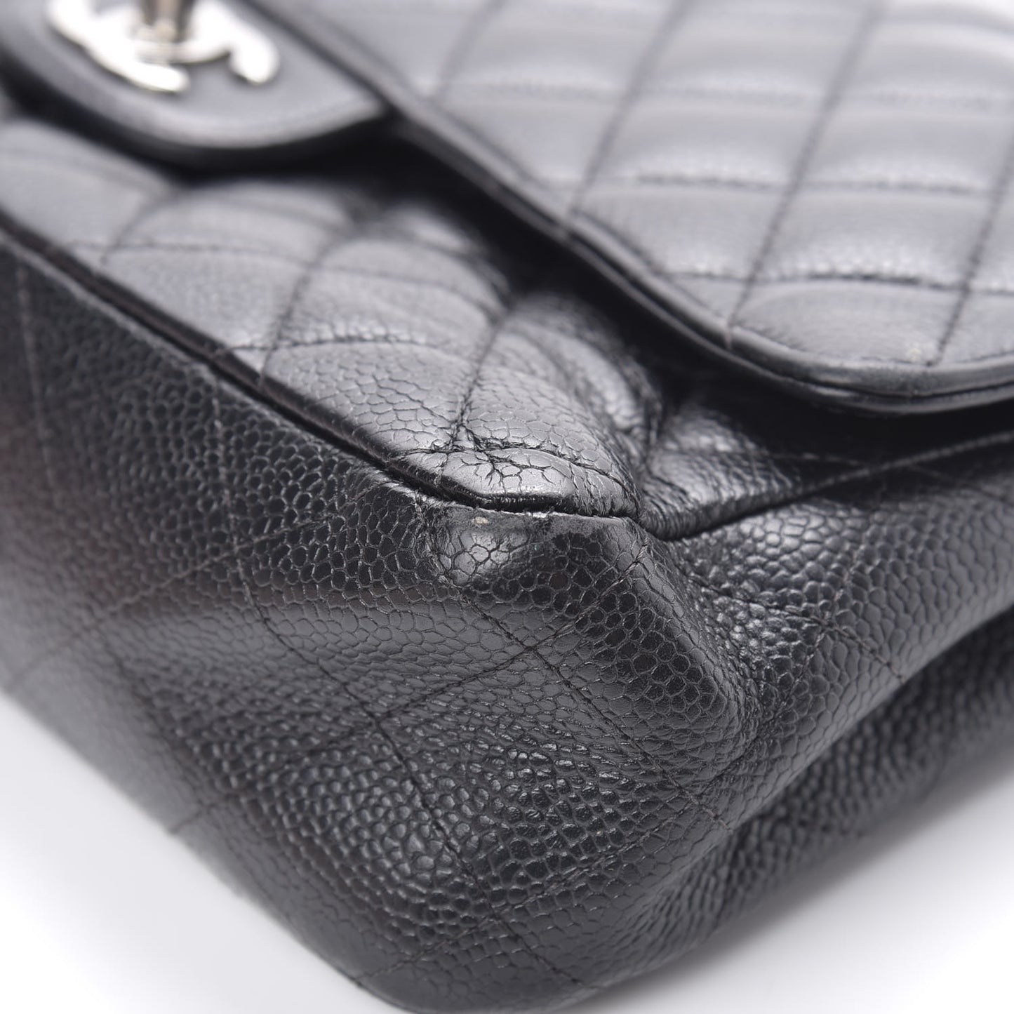 Caviar Quilted Medium Double Flap Black