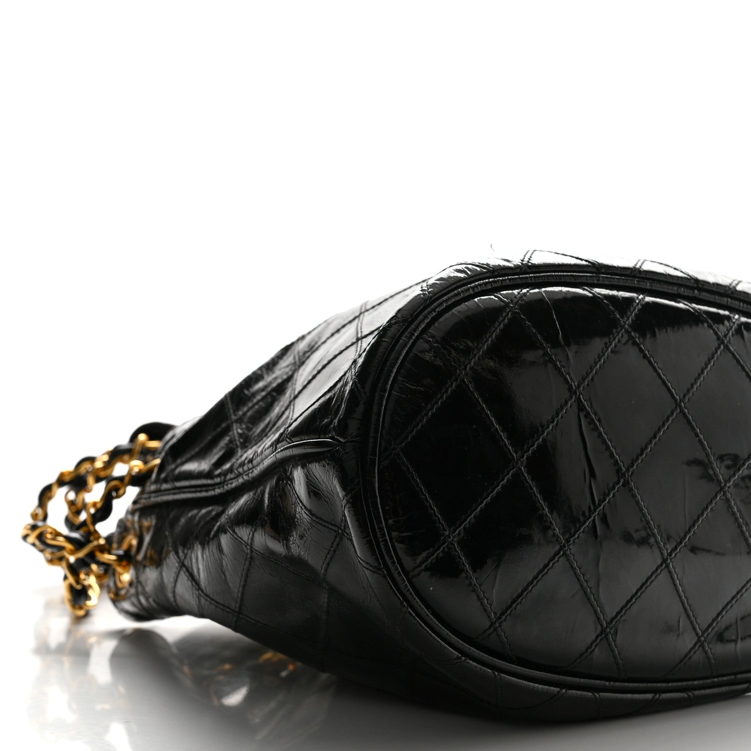 Chanel Patent Stitched Drawstring Shoulder Bag Black 11 of 15