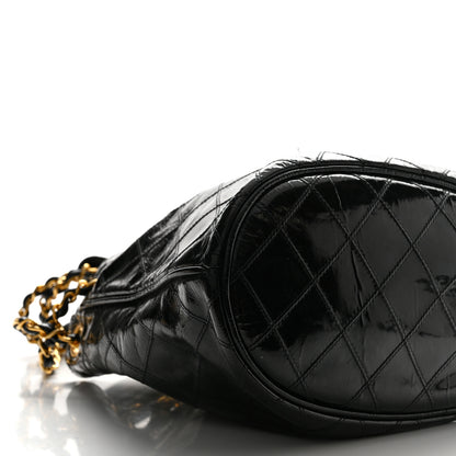 Chanel Patent Stitched Drawstring Shoulder Bag Black 11 of 15