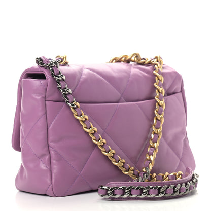Chanel Goatskin Quilted Large Chanel 19 Flap Purple 3 of 9
