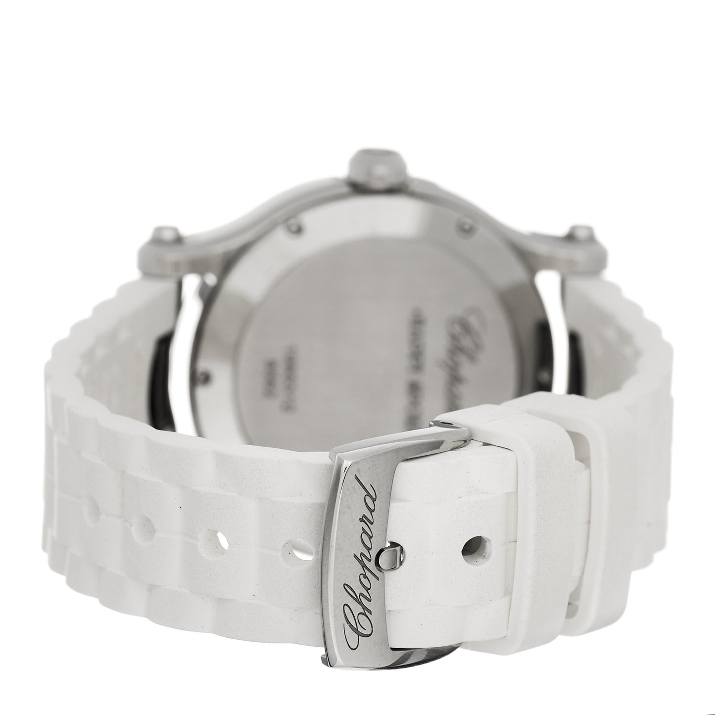 Stainless Steel Rubber 5 Diamond 36mm Happy Sport Quartz Watch White