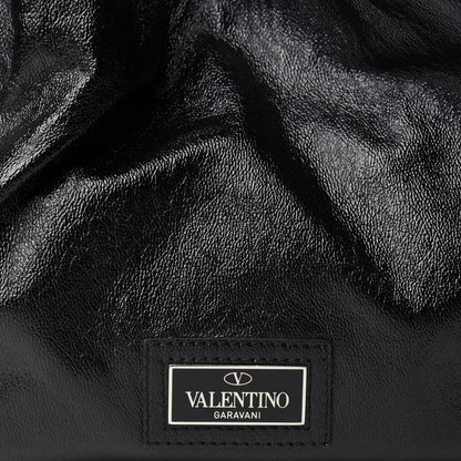 Valentino Garavani Crinkled Canvas Small Nuage Bow Hobo Black 10 of 10