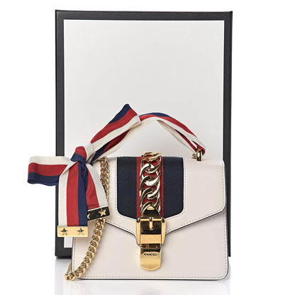 Gucci Calfskin Mini Sylvie Chain Shoulder Bag White 14 of 14