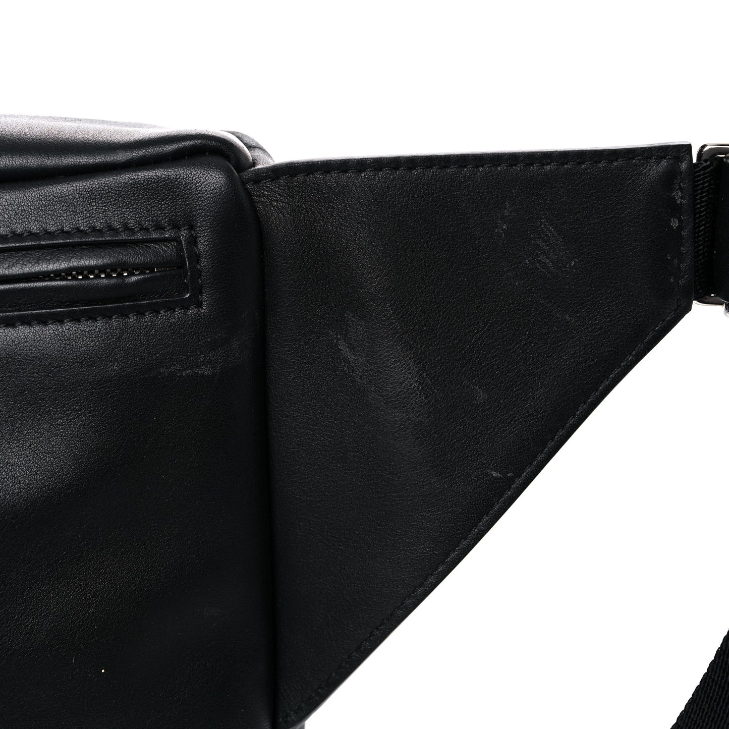 Calfskin Go Logo Belt Bag Black White