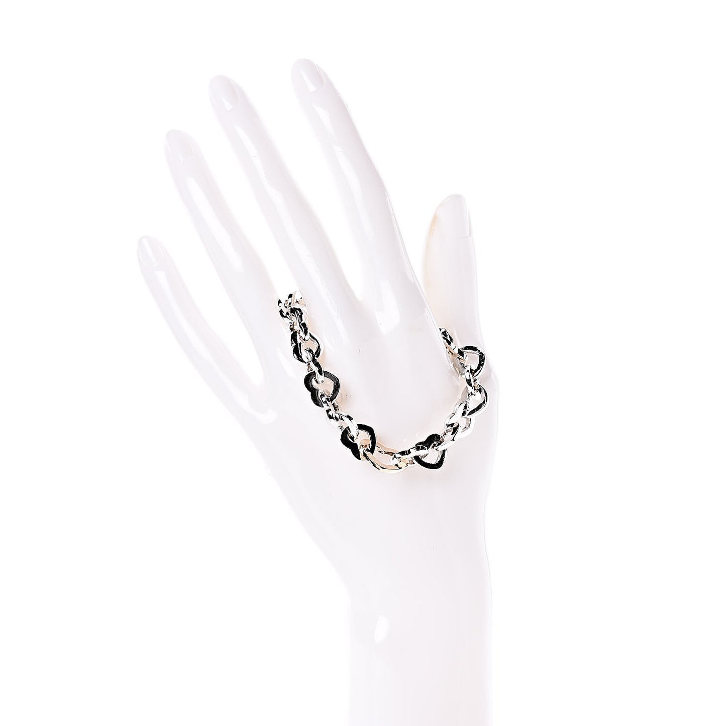 Sterling Silver 18K Yellow Gold Heart Links Bracelet