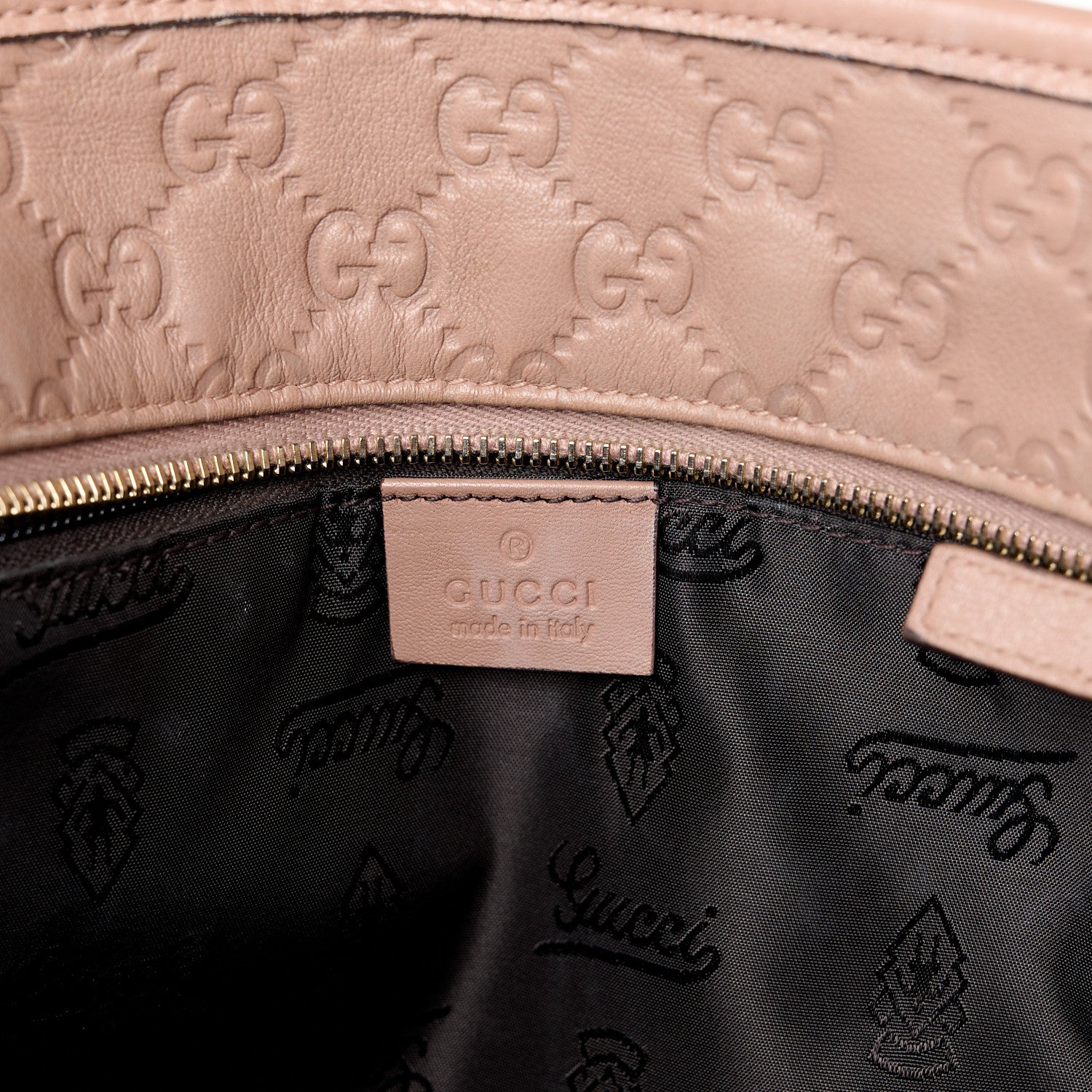 Gucci Guccissima Medium Zippered Shopping Tote Rose Beige 7 of 14