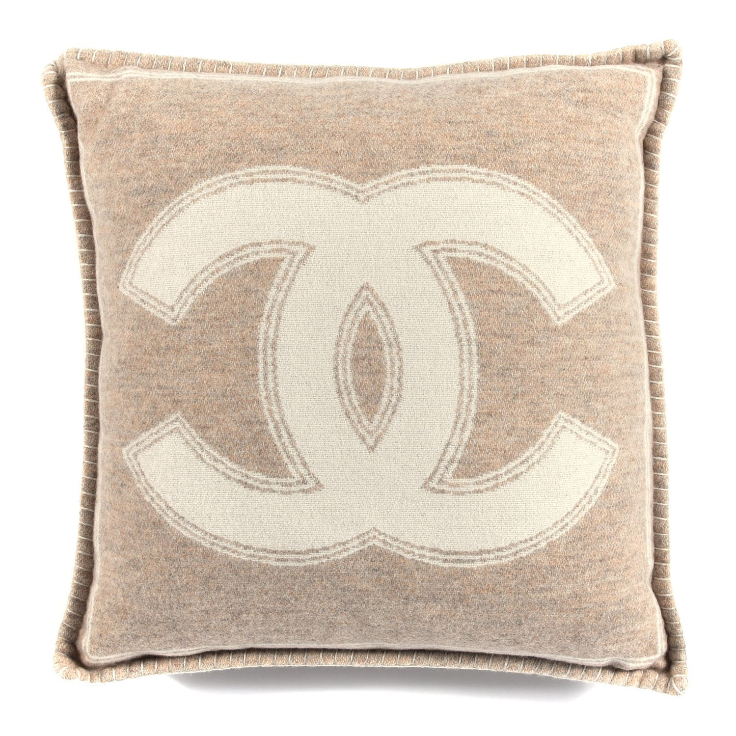 Merino Wool Cashmere CC Pillow Beige Off White