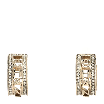 Chanel Metal Crystal Bow-tiful CC Hoop Earrings Gold 1 of 4