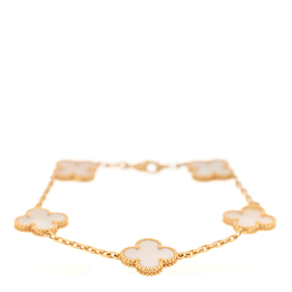 Van Cleef & Arpels 18K Yellow Gold Mother of Pearl 5 Motifs Vintage Alhambra Bracelet 1 of 4